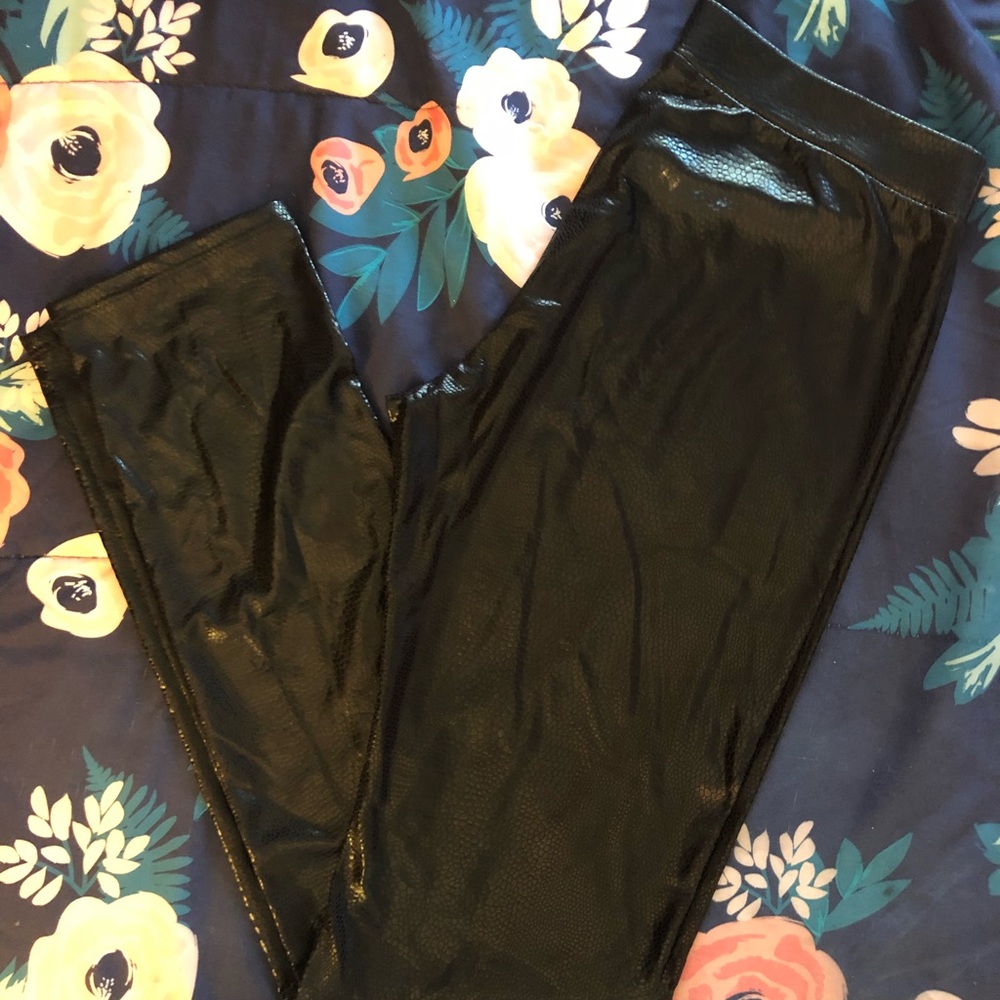 Snake print faux leather pants
